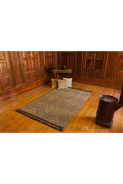 Homelux Aisha rug, rectangular, 150X230, ethnic, black, yellow, cotton, polyester