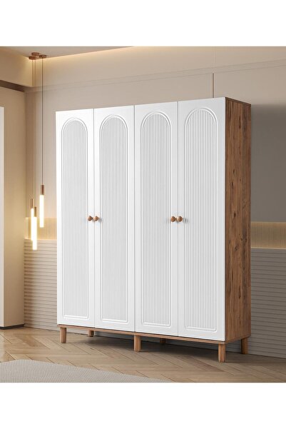 Erezogulları Mobilya Bohem Çiğdem 4 Kapaklı Çekmeceli Elbise Dolabı Gardrop 1...