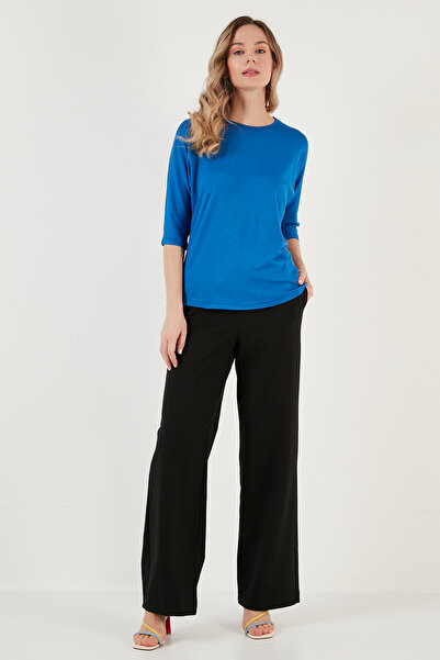 Lela Crew Neck Three Quarter Sleeve Blouse Bluz 5861416 Y