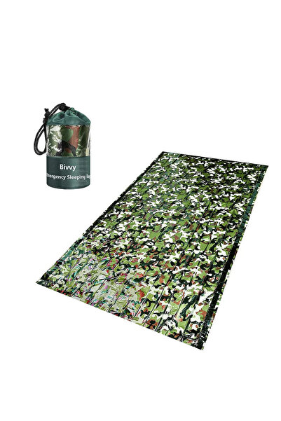 Choice كيس نوم طوارئ من مادة البولي إيثيلين المموهة، مقاوم للماء، محمول للبقا...