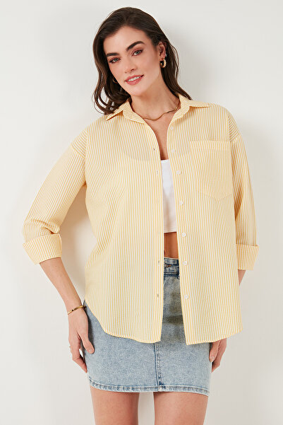 Lela Regular Fit Uzun Kollu Cepli Çizgili Gömlek GÖMLEK 6772895