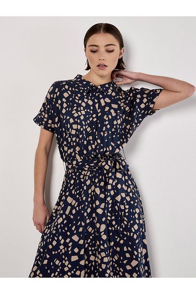 Apricot Midikleid Mit Verstreutem Karohemd