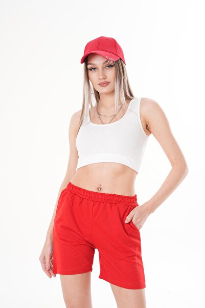 ŞİMAL Жіночі шорти з еластичною талією з детальним зачісуванням 250058 -