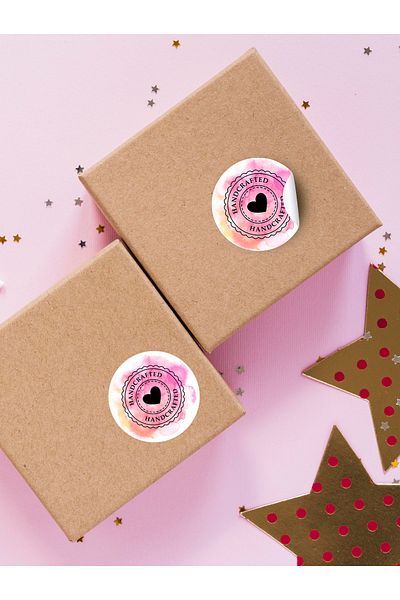 sticker Handcrafted Sticker 100 Pcs / 3 X 3 cm Adhesive Handmade Product Packaging