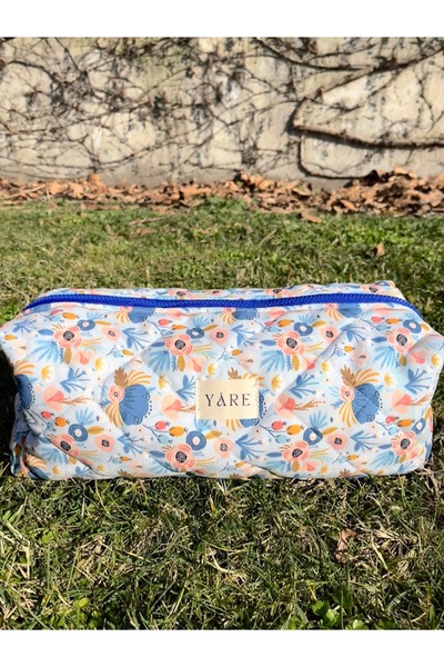 Yare Atelier Mavi Çiçek Desenli Airwrap Saç Düzleştirici Taşıma Çantası, Büyü...