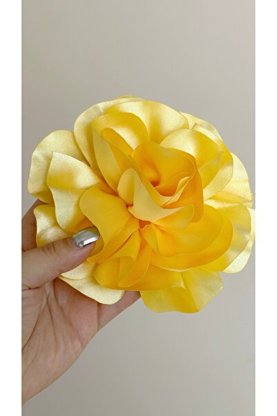 Âlâ Atelier 15 cm Iğneli Kumaş sarı Çiçek Broş Gül Broş, kumaş gül broş yaka iğnesi