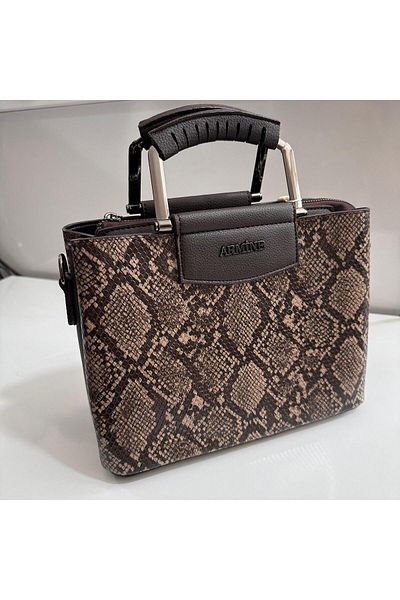 Armine Brown Snake Patterned Bag - AR22305