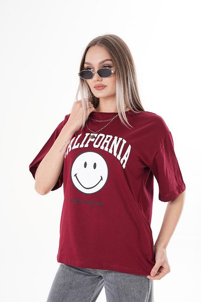 ŞİMAL Tricou oversize cu decolteu rotund cu imprimeu pentru femei 250112   -