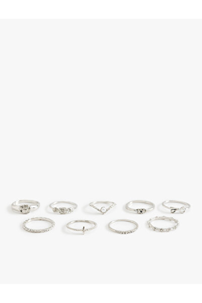 Koton مجموعة خواتم مرصعة باللؤلؤ والأحجار الكريمة