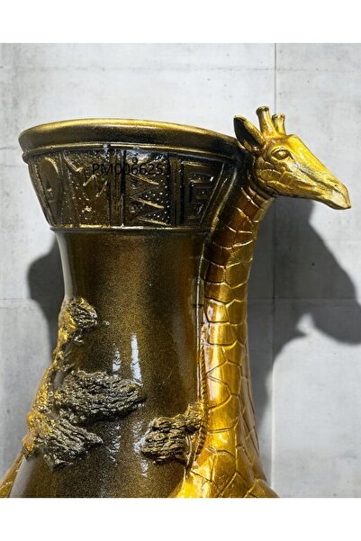 Peramari Διακοσμητικό Πολυεστερικό Μακρύ Βάζο Καμηλοπάρδαλης Σαφάρι Πράσινο