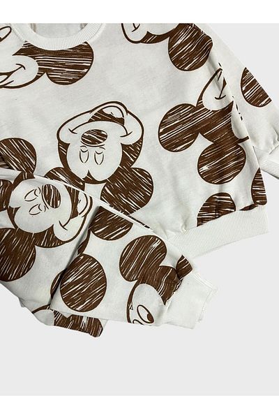 ALİŞ KİDS Boy's Cotton Raster White Brown Long Sleeve Pajamas Set