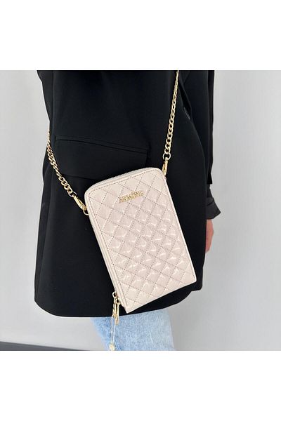 Armine Patent Leather Cream Capitone Bag - AR29101