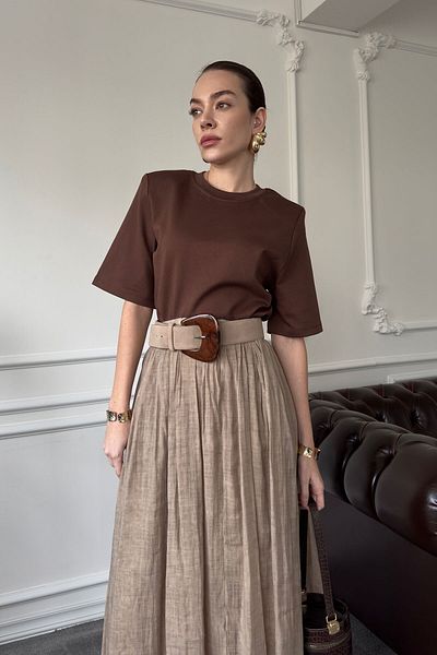 MAGARDE Μπλουζάκι Premium Shoulder Padded - Καφέ