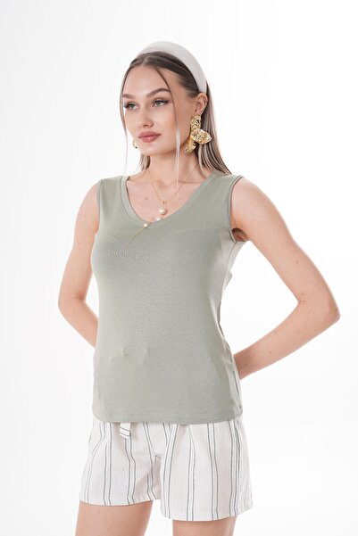 ŞİMAL Women's Front Back V Neck Undershirt 250037   -