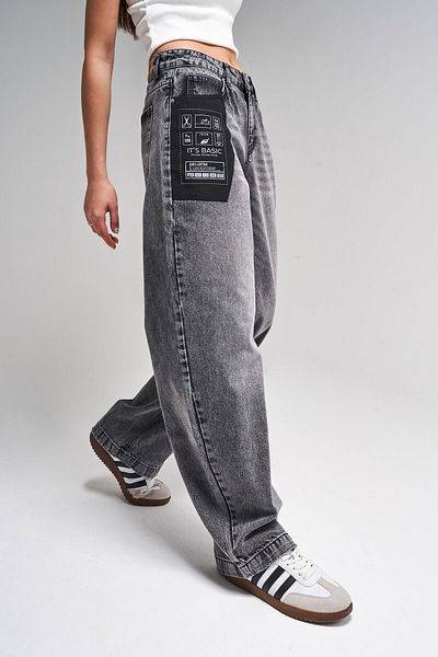its basic Dámská kouřová barva 2S5-73 100% bavlna Kapesní džíny Baggy Fit
