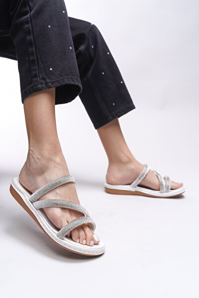 Riccon Papuci argintii pentru femei Aiggarth - 0012227