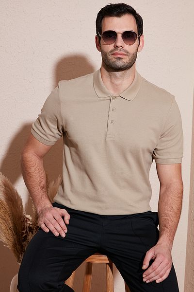 Buratti Pánské tričko s límečkem Reguler Fit Bavlna s knoflíky 5902127