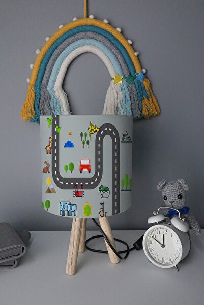 BelezaHome عاكس الضوء لغرفة الأطفال مزخرف بسيارة الطريق باللون الرمادي