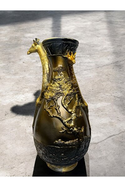 Peramari Διακοσμητικό Πολυεστερικό Μακρύ Βάζο Καμηλοπάρδαλης Σαφάρι Πράσινο