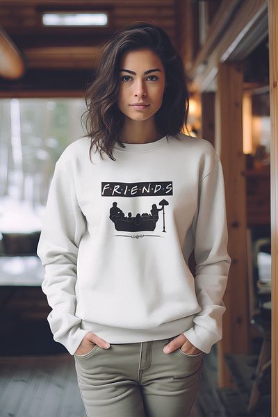 qoeuyl boutique Φούτερ Unisex με λαιμόκοψη με λαιμόκοψη με στάμπα Friends Lover, Wife, Special Day Gift