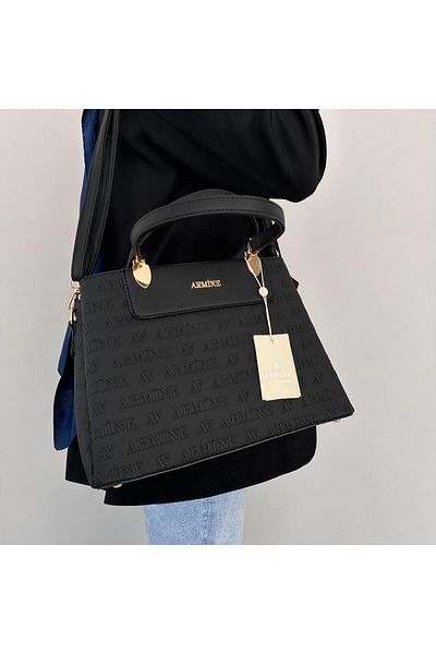 Armine Embossed Black Bag - AR20608