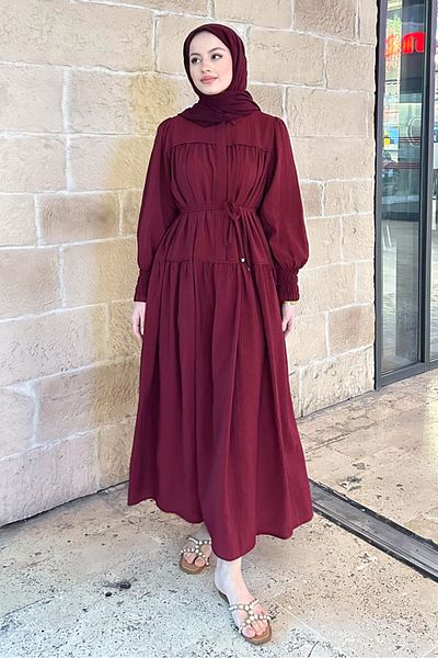 Ovn. Burgundy Francois Lined Dress with Belt