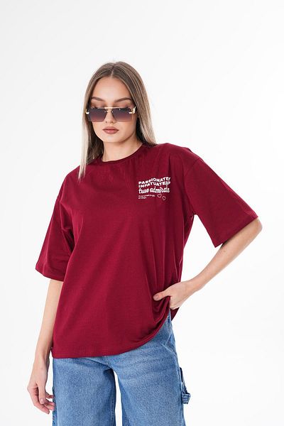 ŞİMAL Tricou oversize pentru damă cu decolteu rotund - Detaliu imprimat pe spate 250101