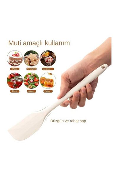 PANJI 6 Piece White Silicone Spatula Set - Heat Resistant, Fireproof and Non-Stick