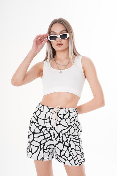 ŞİMAL Pantaloni scurți cu talie lată cu model de marmură pentru femei 250055   -
