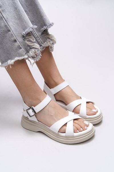 Riccon Sandale pentru femei Iselgalyn White Skin - 0012215