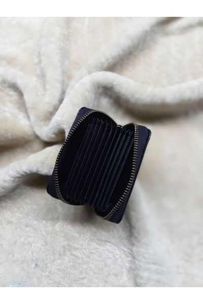 yedideri Θήκη για κάρτα πορτοφολιού Unisex Accordion - Γνήσιο δέρμα με ύφασμα εσωτερικά