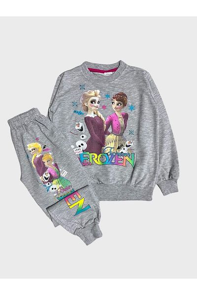 ALİŞ KİDS Girl's Cotton Gray Snowflake Girl's Print Long Sleeve Seasonal Pajamas Set