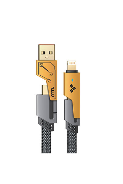 MTL 100w USB Type - C Lightining 4 In 1 Hasır Flat Hızlı Şarj ve Data Kablosu...
