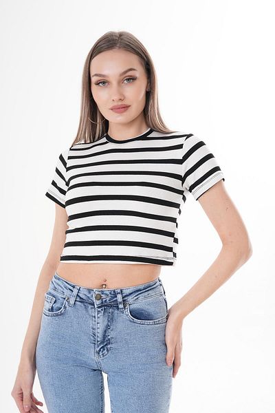 ŞİMAL Crop de damă cu dungi cu decolteu 250081   -