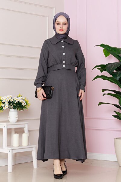 Sevitli Σετ φούστα και καλσόν ανθρακί