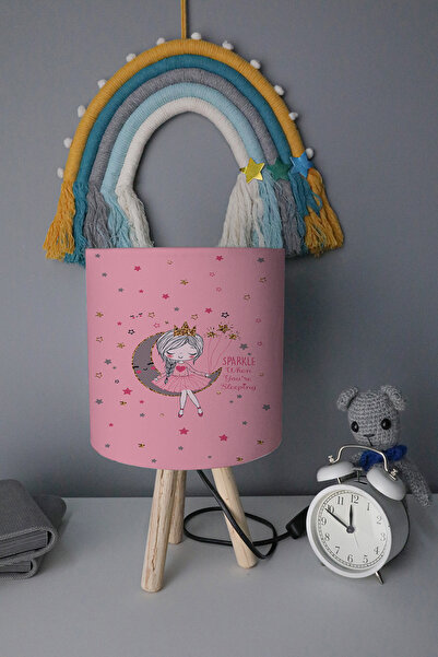 BelezaHome عاكس الضوء لغرفة الأطفال باللون الوردي على شكل فتاة على القمر