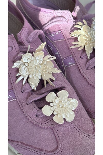 Âlâ Atelier 4'lü set deri görünümlü çiçek ayakkabı charmı ayakkabı süsü