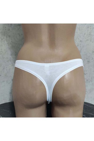 Helena Paris White Thong with Lace Detail