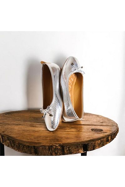 redtan Women's Ballerinas with Bow and Silver Color |   Home Ballerina |   Office Shoes