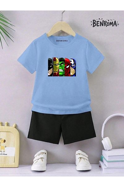 BENROMA Set pantaloni scurți unisex pentru copii - imprimat cu caractere