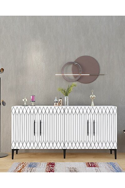 DEMONTE DECOR Ressidd (KB150) Lazer Desenli Konsol Beyaz