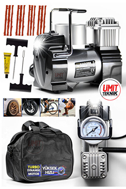 PROXTECH Metal Çantalı Aydınlatmalı Profesyonel 12v Çakmaklı 100 Psı Mini Hava Kompresörü Araç Kompresörü Set