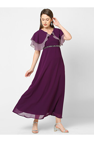 Mish By Styli Embellished Waistband Layered Sleeves Maxi Dress