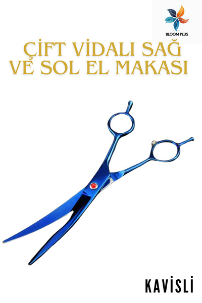 bloomplus Çift Vidalı Kavisli Saç Kesim Makası Solak İçin Uygun Yapı
