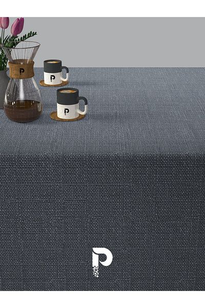 Perle Dark Indigo Color Linen Textured Tablecloth