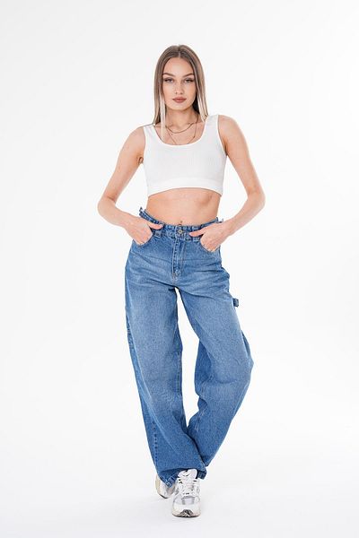 ŞİMAL Women's Waist Belt Detailed Palazzo Jeans 250158   -