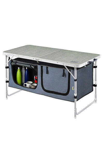HAEGS Saklama Dolaplı Kamp Masası, Kamp Mutfağı, Kamp Dolabı Katlanır Piknik Masası 120x60 Kumaş Desenli