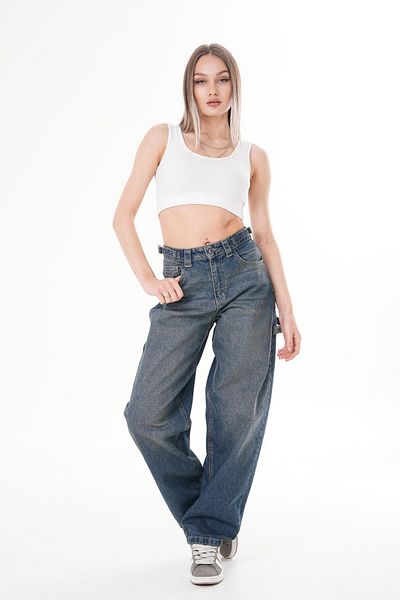 ŞİMAL Pantaloni de damă cu talie cu detaliu Palazzo Jeans 250158   -
