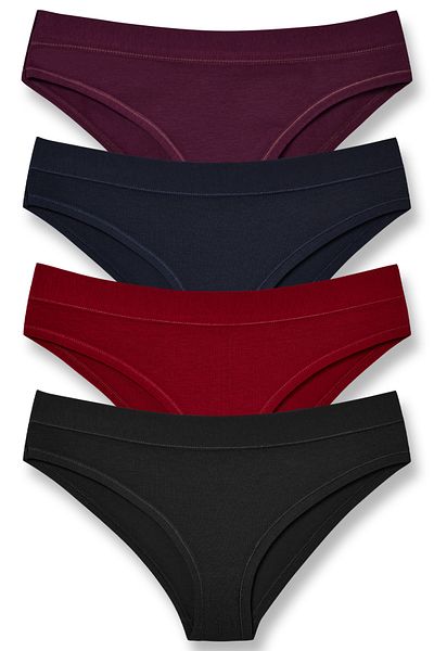 HNX Γυναικεία εσώρουχα 4 τεμαχίων Cotton Piping Slip