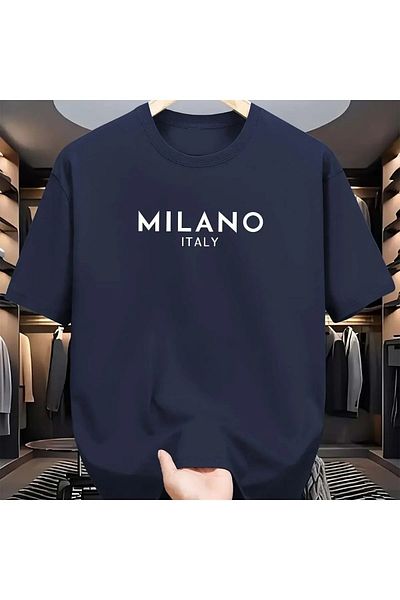 NO 601 Μπλουζάκι Unisex Navy Blue Milano Italian printed Oversize